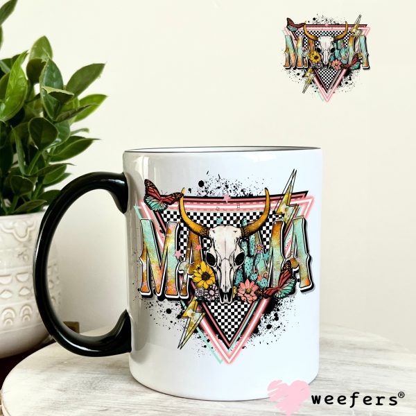 Mama Pink Teal Western Cow Skull UV DTF Decal Discount - Image 4
