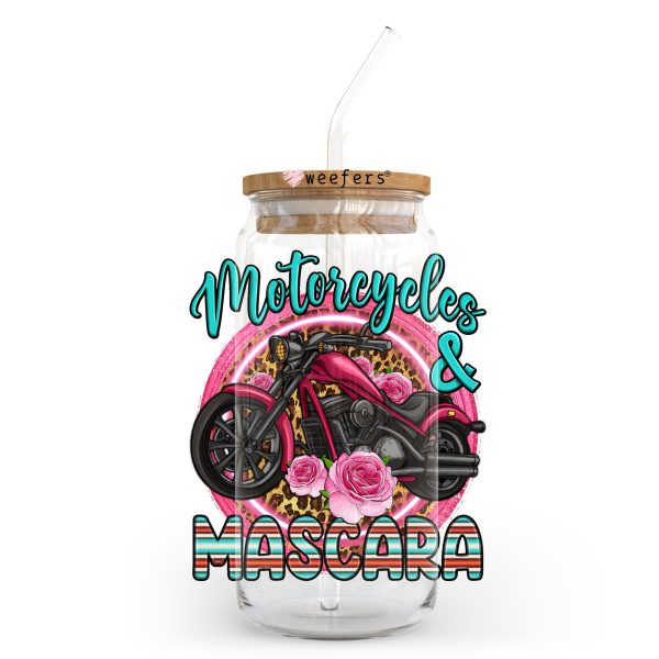 Motorcycles and Mascara 20oz Libbey Glass Can, 34oz Hip Sip, 40oz Tumbler UV DTF or Sublimation Decal Transfer For Cheap