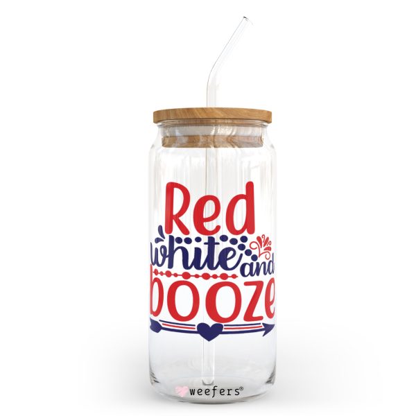 Red White and Booze 20oz Libbey Glass Can, 34oz Hip Sip, 40oz Tumbler UV DTF or Sublimation Decal Transfer For Discount - Image 2