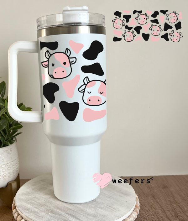 Pink and Black Cow Faces Print UV DTF Cup Wrap Online now - Image 3