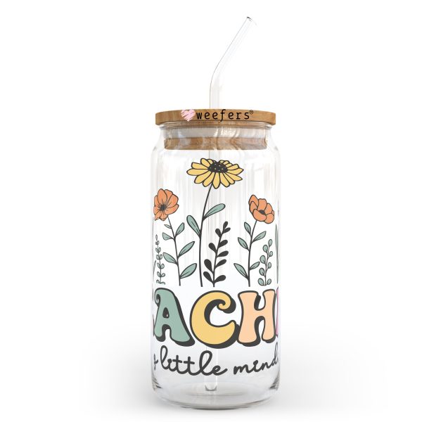 Teacher helping little minds grow 20oz Libbey Glass Can, 34oz Hip Sip, 40oz Tumbler UV DTF or Sublimation Decal Transfer Cheap - Image 2