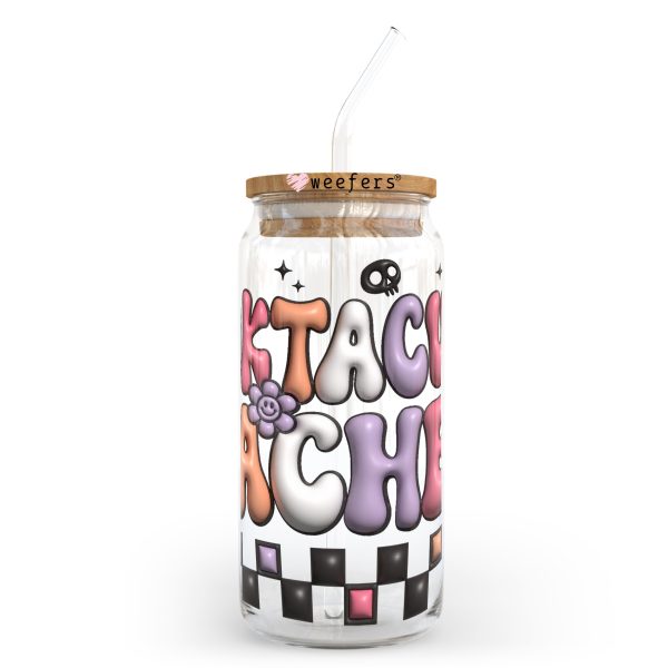3D Spooktacular Teacher Halloween 20oz Libbey Glass Can UV DTF or Sublimation Wrap - Decal Sale - Image 2