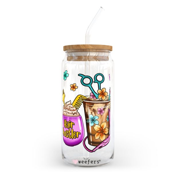 Hair Hustler Coffee Latte 20oz Libbey Glass Can, 34oz Hip Sip, 40oz Tumbler UV DTF or Sublimation Decal Transfer Discount - Image 2