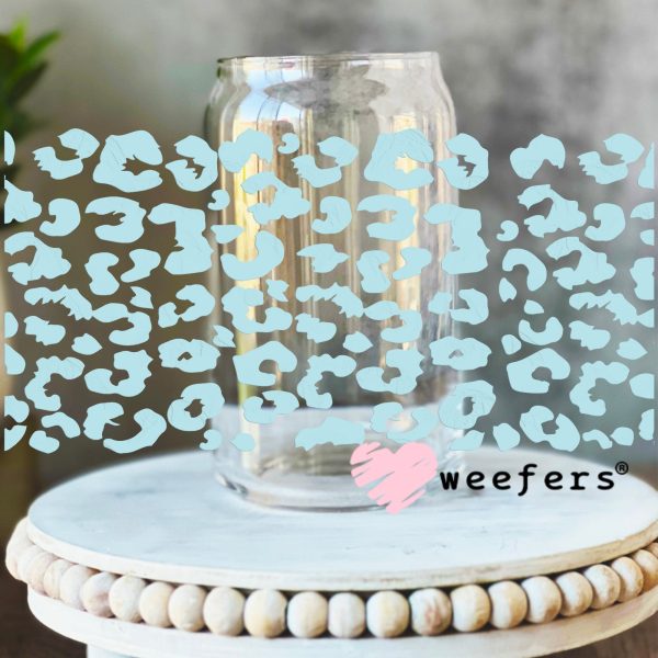 Baby Blue Leopard UV DTF Cup Wrap Supply