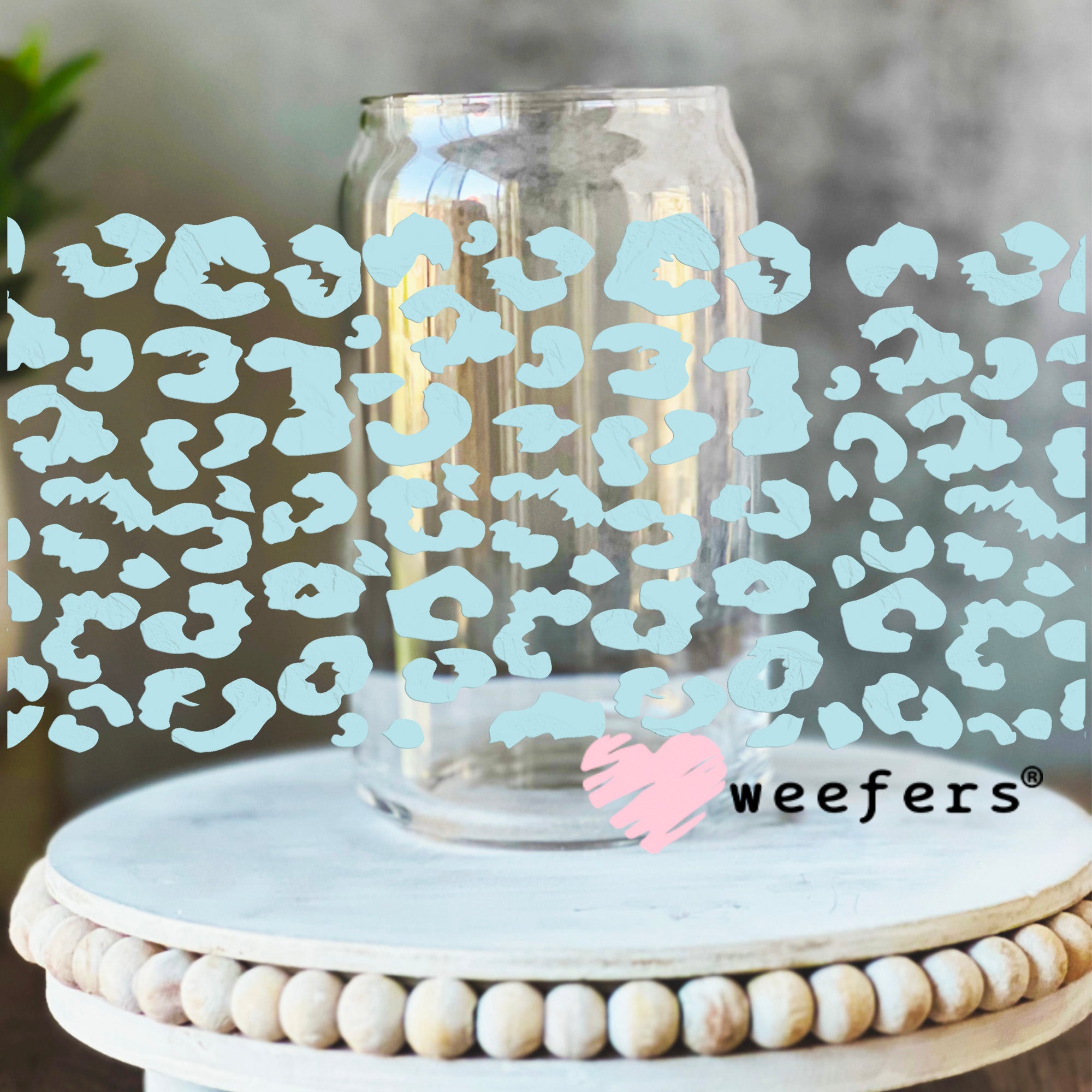 Baby Blue Leopard UV DTF Cup Wrap Supply