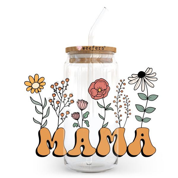 Mama Wildflowers 20oz Libbey Glass Can, 34oz Hip Sip, 40oz Tumbler UV DTF or Sublimation Decal Transfer Supply - Image 2