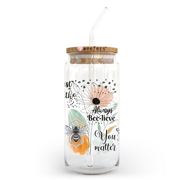 Be Happy Just Breathe Shine Bright 20oz Libbey Glass Can UV DTF or Sublimation Wrap Transfer For Cheap - Image 2