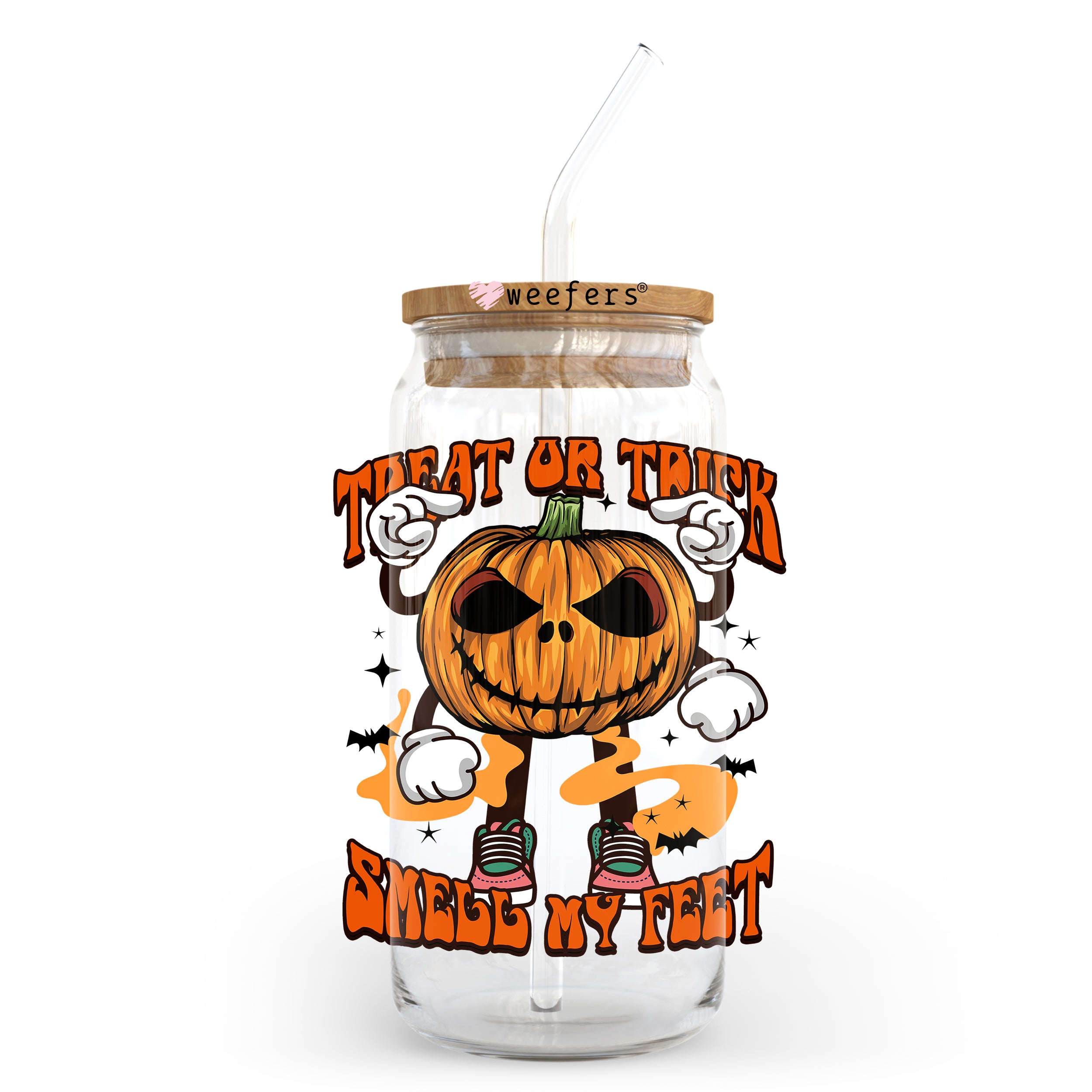 Treat or Trick Smell My Feet 20oz Libbey Glass Can, 34oz Hip Sip, 40oz Tumbler UV DTF or Sublimation Decal Transfer For Cheap