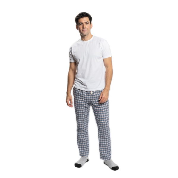 Flannel Pajama Pants -  Navy Windowpane Hot on Sale - Image 4
