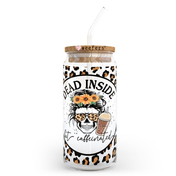 Dead Inside but Caffeinated 20oz Libbey Glass Can, 34oz Hip Sip, 40oz Tumbler UV DTF or Sublimation Decal Transfer Discount - Image 2