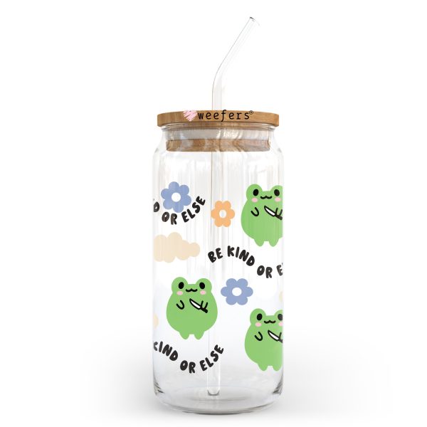 Be Kind or Else Funny Frog 20oz Libbey Glass Can, 34oz Hip Sip, 40oz Tumbler, 24oz Cold Cup UV DTF or Sublimation Decal Transfer Hot on Sale - Image 2