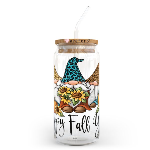 Gnomes Happy Fall Y all 20oz Libbey Glass Can, 34oz Hip Sip, 40oz Tumbler UV DTF or Sublimation Decal Transfer on Sale