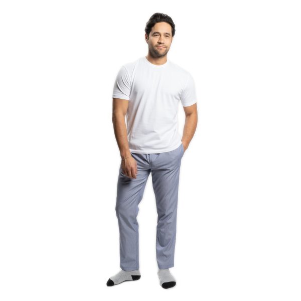 Cotton Pajama Pants - Navy Pinstripe Fashion - Image 2