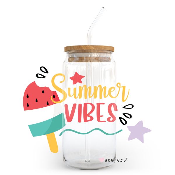 Watermelon Summer Vibes 20oz Libbey Glass Can, 34oz Hip Sip, 40oz Tumbler UV DTF or Sublimation Decal Transfer Supply