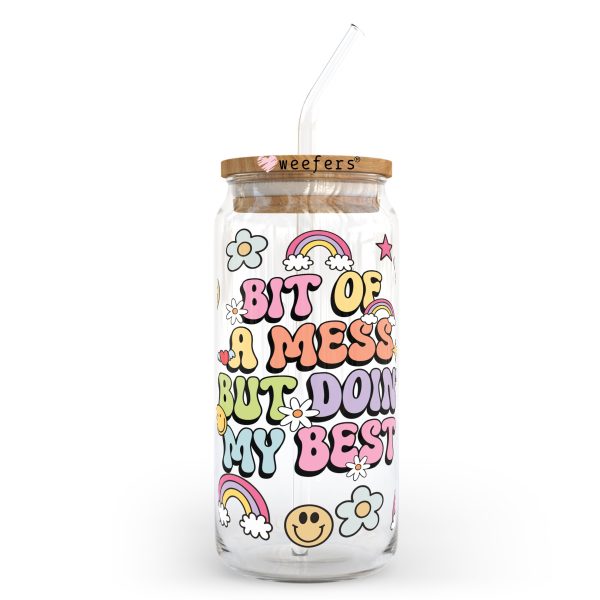 A bit of a Mess But Doin my best 20oz Libbey Glass Can, 34oz Hip Sip, 40oz Tumbler UV DTF or Sublimation Decal Transfer For Discount - Image 2