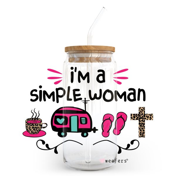 I m a Simple Woman 20oz Libbey Glass Can, 34oz Hip Sip, 40oz Tumbler UV DTF or Sublimation Decal Transfer Sale - Image 2