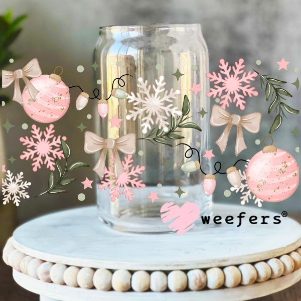 Pink Christmas Winter Ornaments UV DTF Cup Wrap Fashion
