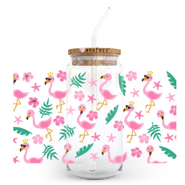 Tropical Flamingos 20oz Libbey Glass Can, 34oz Hip Sip, 40oz Tumbler UV DTF or Sublimation Decal Transfer Online now
