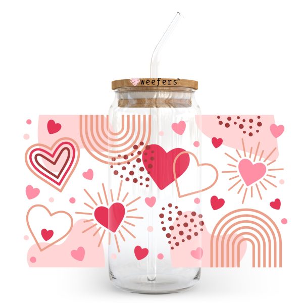 Rainbows and Hearts 20oz Libbey Glass Can, 34oz Hip Sip, 40oz Tumbler UV DTF or Sublimation Decal Transfer For Discount
