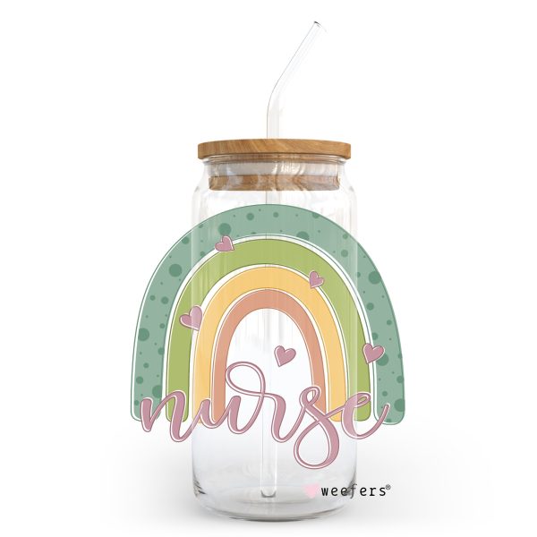 Retro Nurse Rainbow 20oz Libbey Glass Can, 34oz Hip Sip, 40oz Tumbler UV DTF or Sublimation Decal Transfer For Cheap