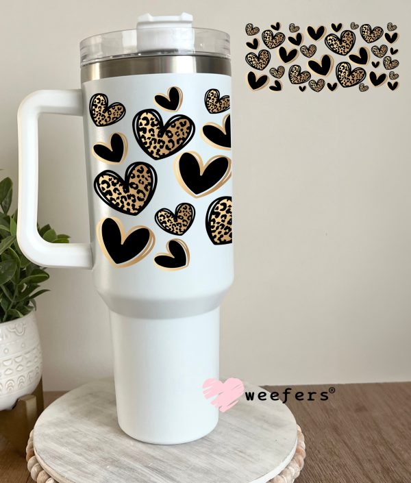 Gold and Black Leopard Hearts UV DTF Cup Wrap Cheap - Image 3