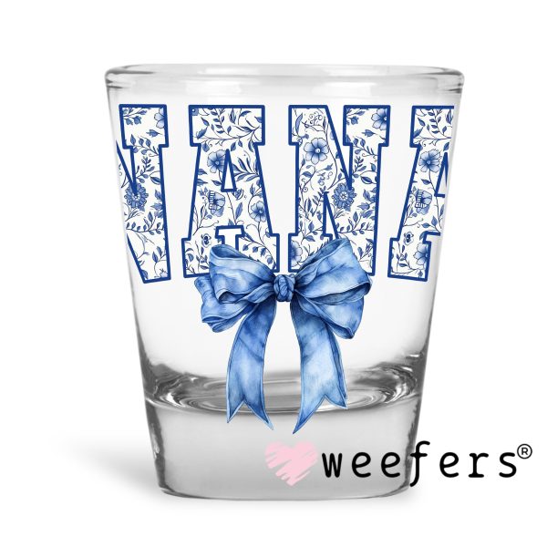 Nana Blue Toile Bow UV DTF Decal Online now - Image 5
