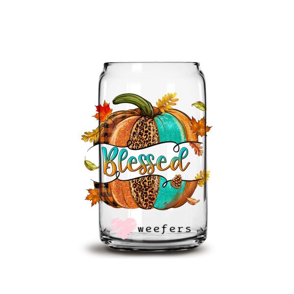 Blessed Pumpkin 16oz Libbey Glass Can UV DTF or Sublimation Wrap - Decal Online now - Image 2