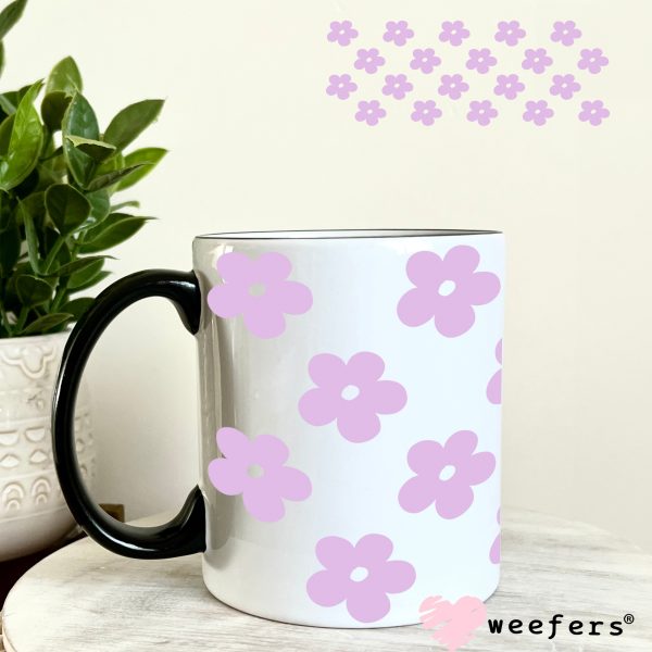 Purple Daisy Flowers UV DTF Cup Wrap For Discount - Image 4