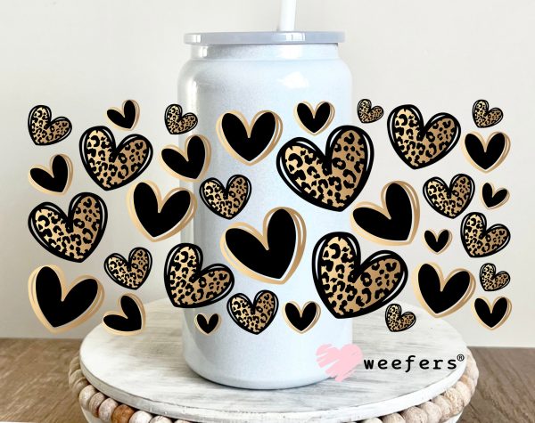 Gold and Black Leopard Hearts UV DTF Cup Wrap Cheap - Image 2