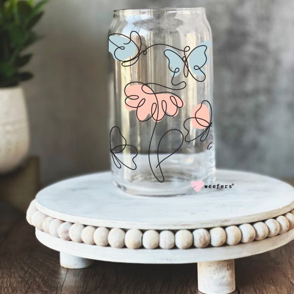 Dainty Butterflies Libbey Glass Can UV DTF or Sublimation Wrap - Decal For Sale - Image 2