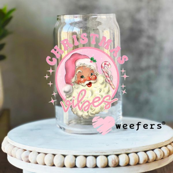 Pink Santa Vibes UV DTF Decal Hot on Sale