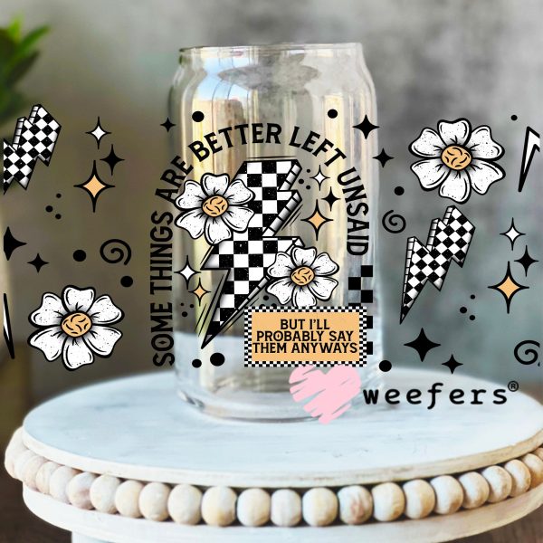 Some Things Are Better Left Unsaid Black UV DTF Cup Wrap For Sale