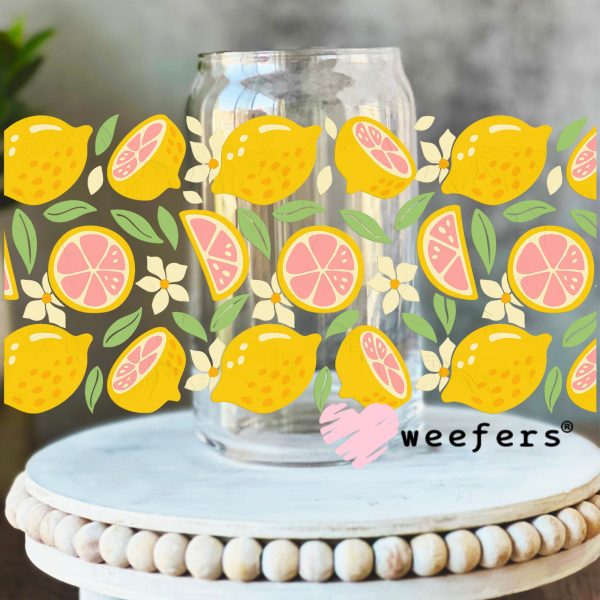 Pink and Yellow Lemons UV DTF Cup Wrap Online Hot Sale