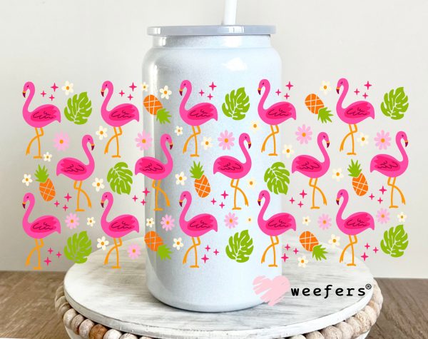 Pink Tropical Flamingos UV DTF Cup Wrap Cheap - Image 2