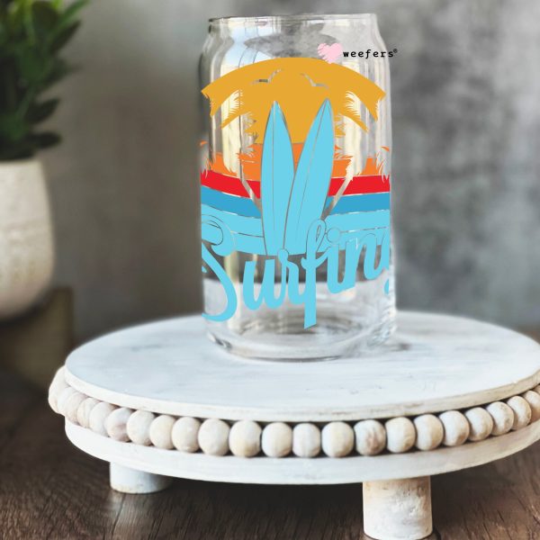Retro Surfing 16oz Libbey Glass Can UV DTF or Sublimation Wrap - Decal Online now - Image 2